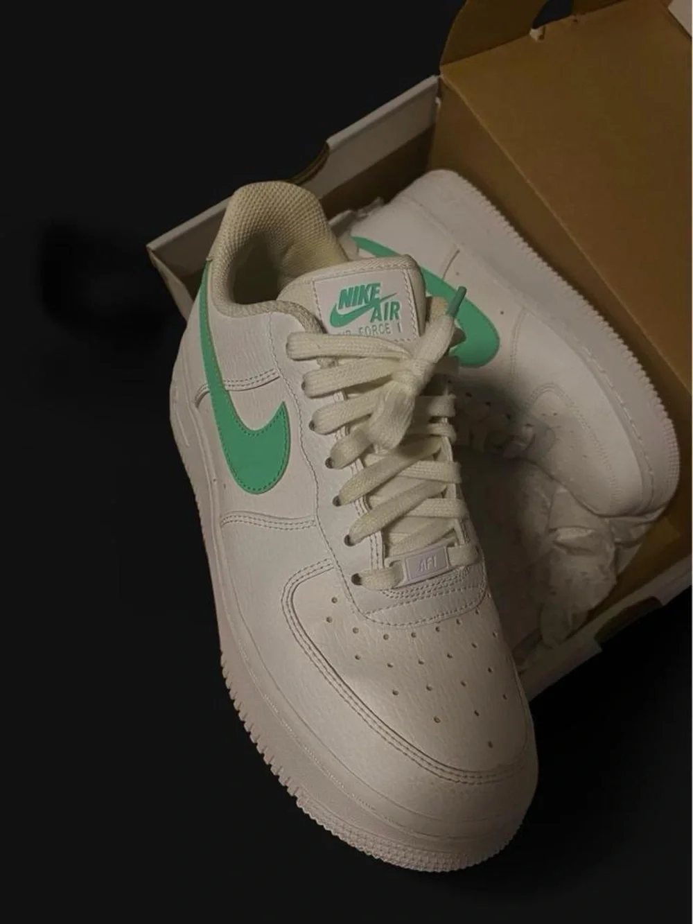 Nike Air Force 1 Low in Off-White with Green Swoosh